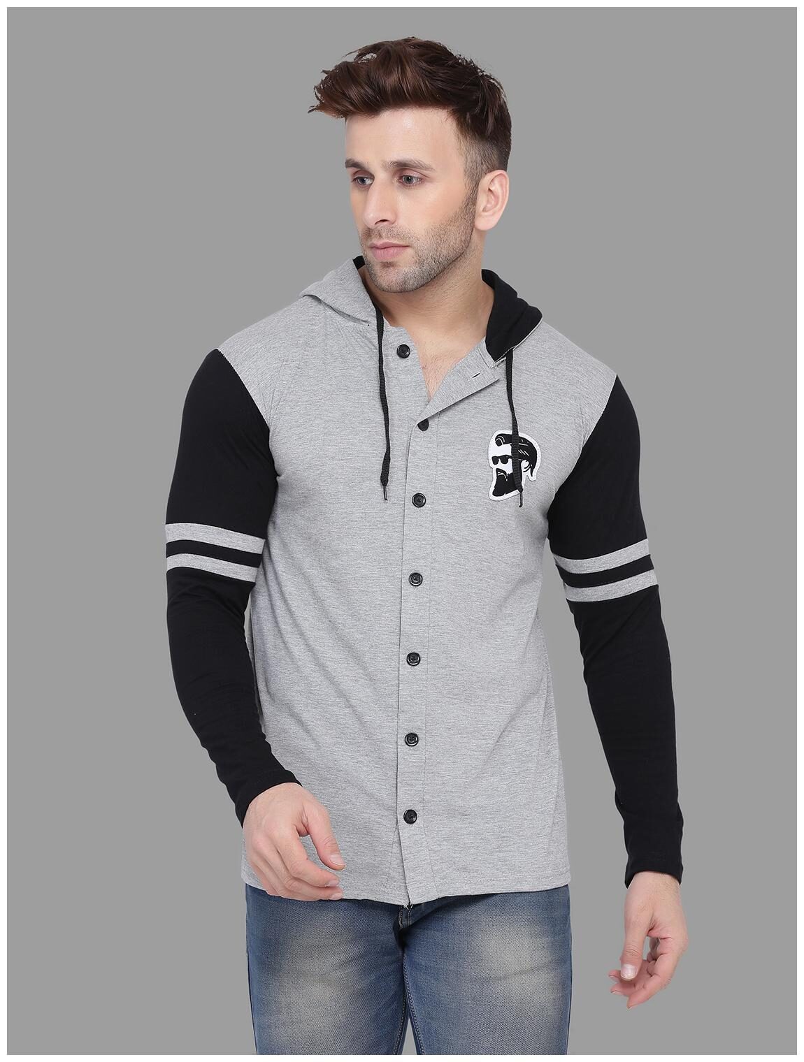 

Geum Men Grey Black Slim fit Cotton Blend Hood T-Shirt - Pack Of 1
