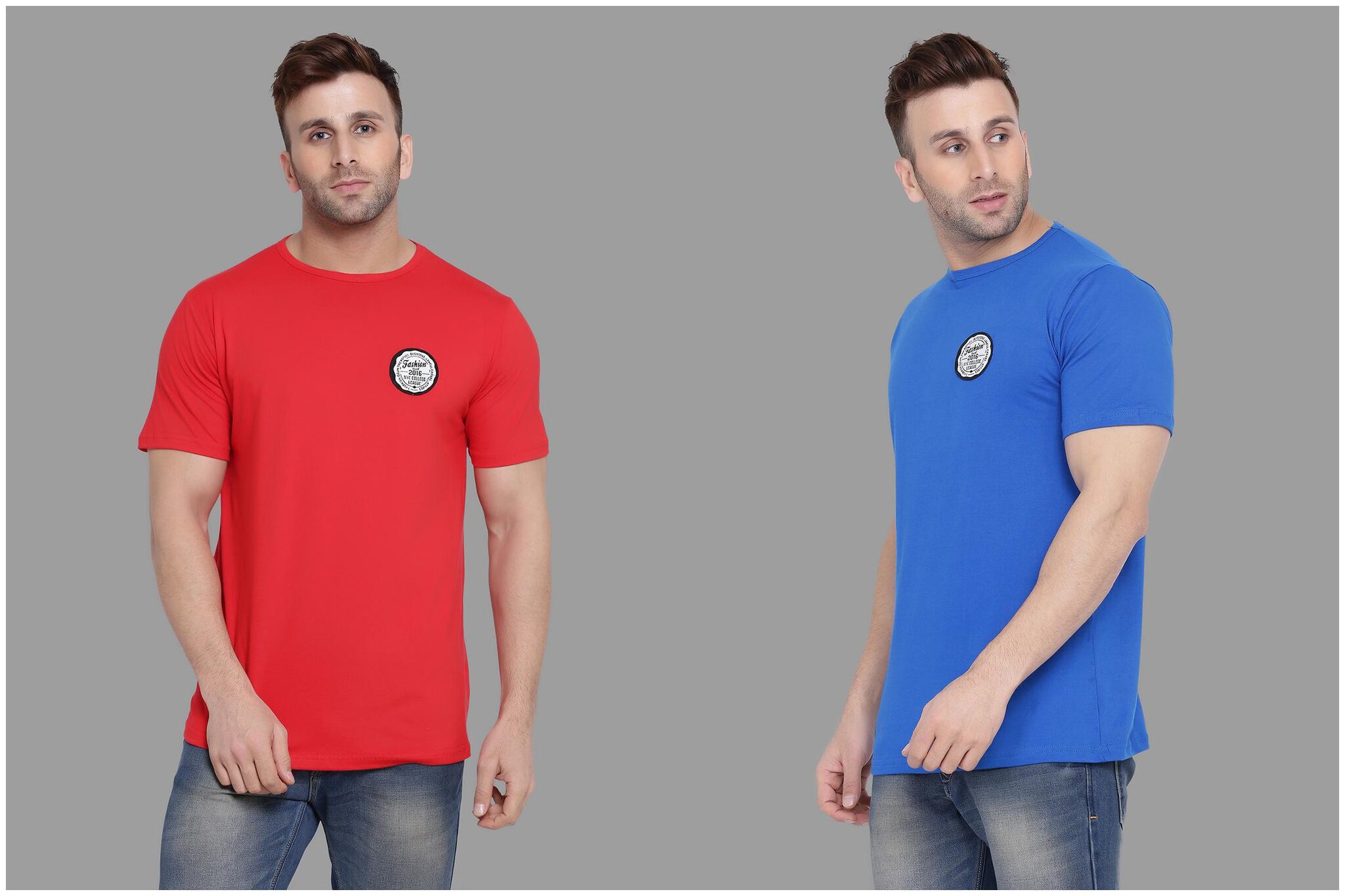 

Geum Men Red Blue Slim fit Cotton Blend Round neck T-Shirt - Pack Of 2