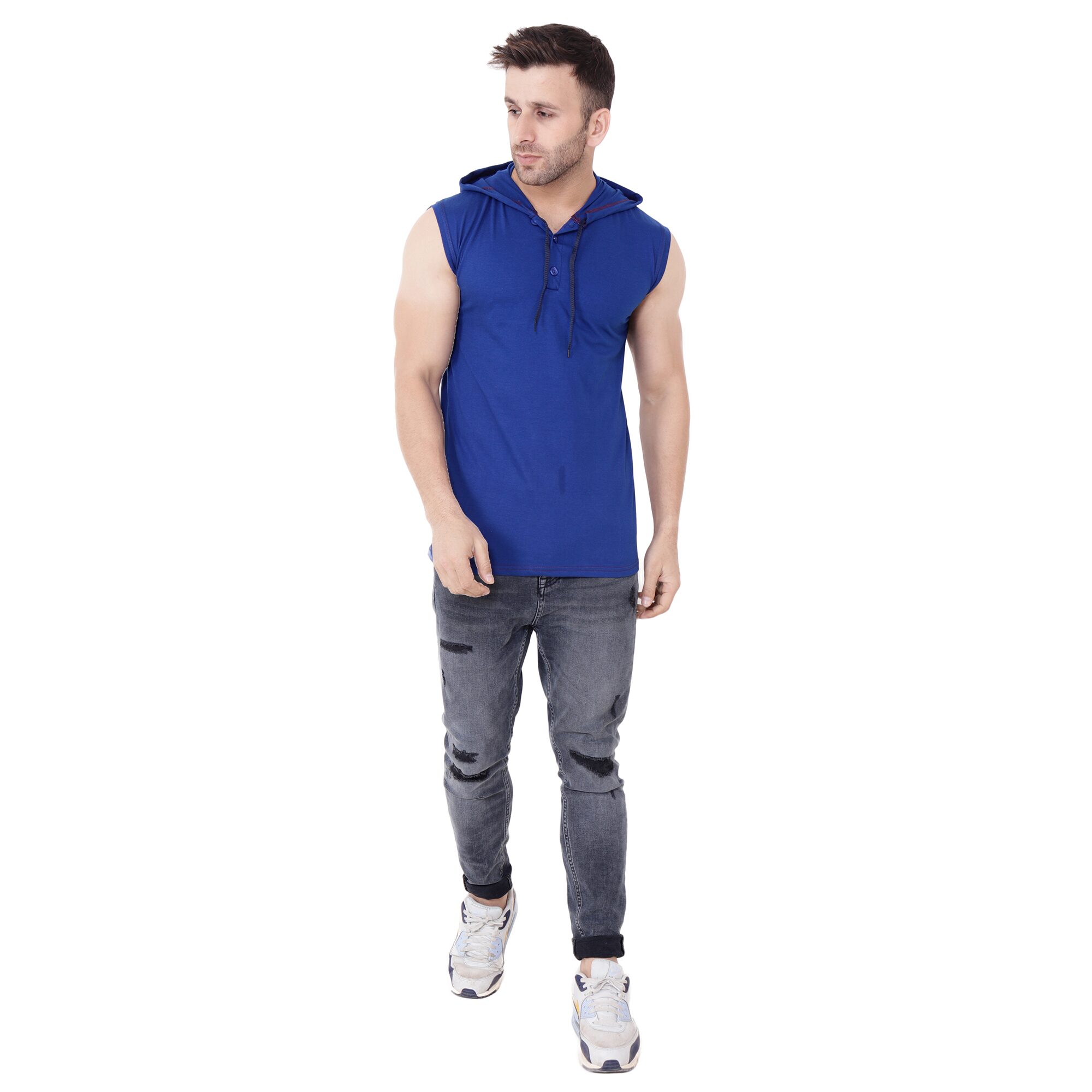 

Geum Men Blue Regular fit Cotton Hood T-Shirt - Pack Of 1