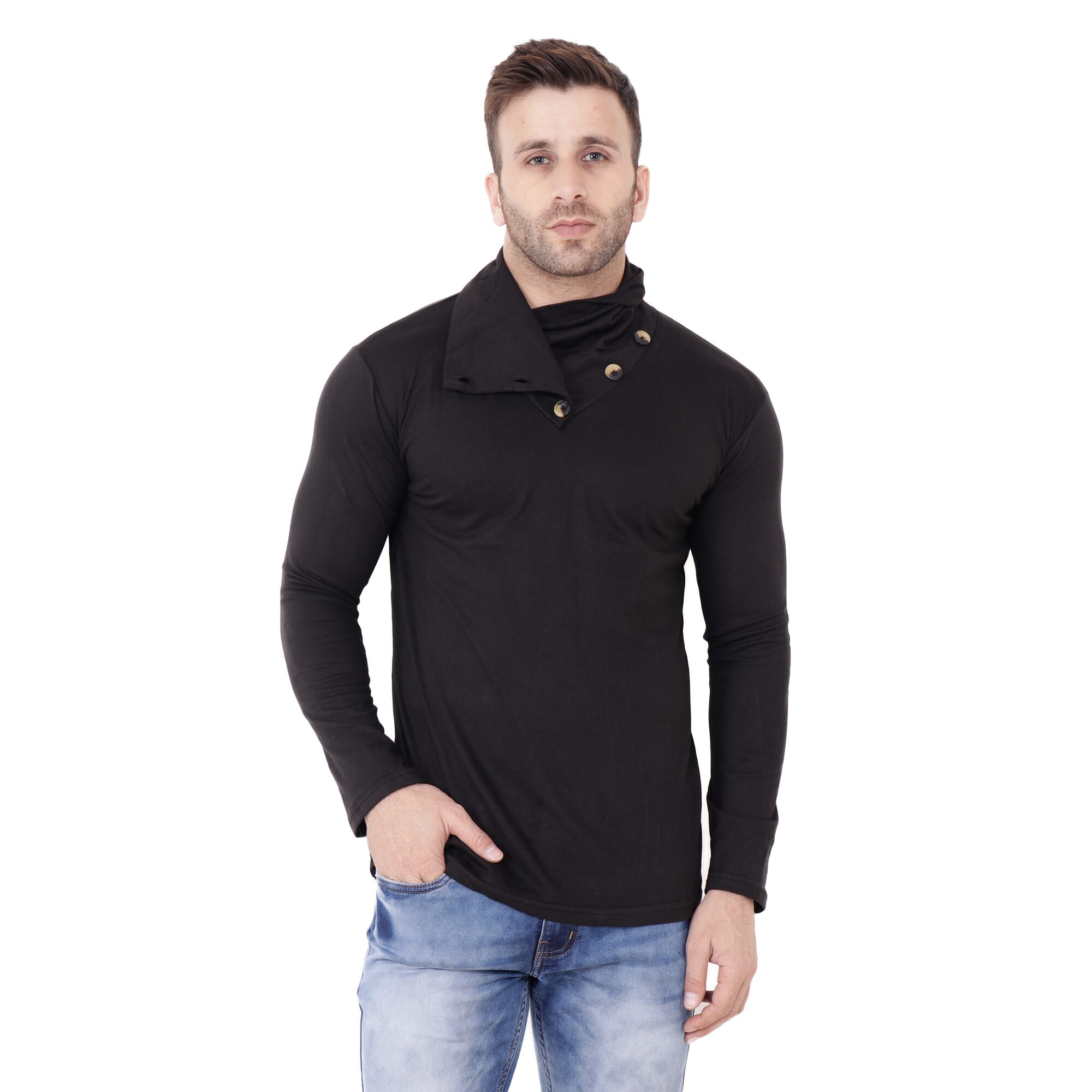 

Geum Men Black Regular fit Cotton High neck T-Shirt - Pack Of 1
