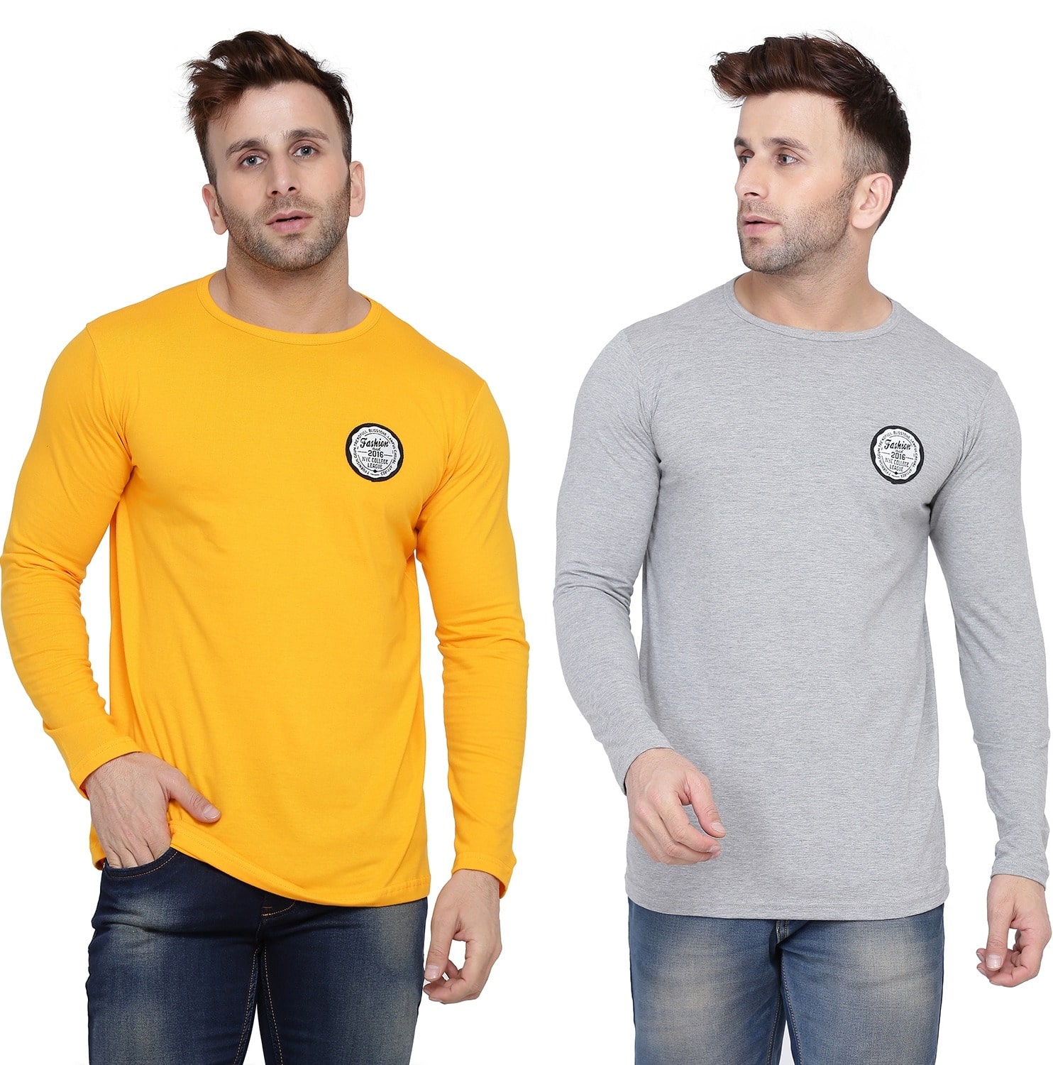 

Geum Men Yellow Grey Slim fit Cotton Blend Round neck T-Shirt - Pack Of 2