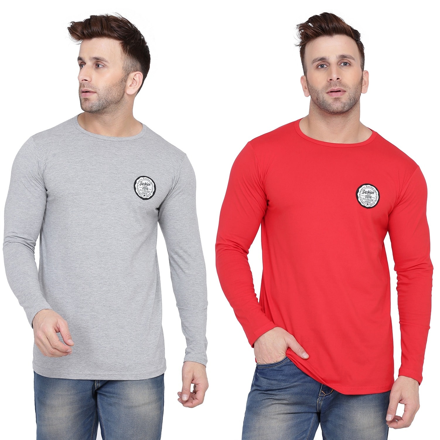 

Geum Men Grey Red Slim fit Cotton Blend Round neck T-Shirt - Pack Of 2