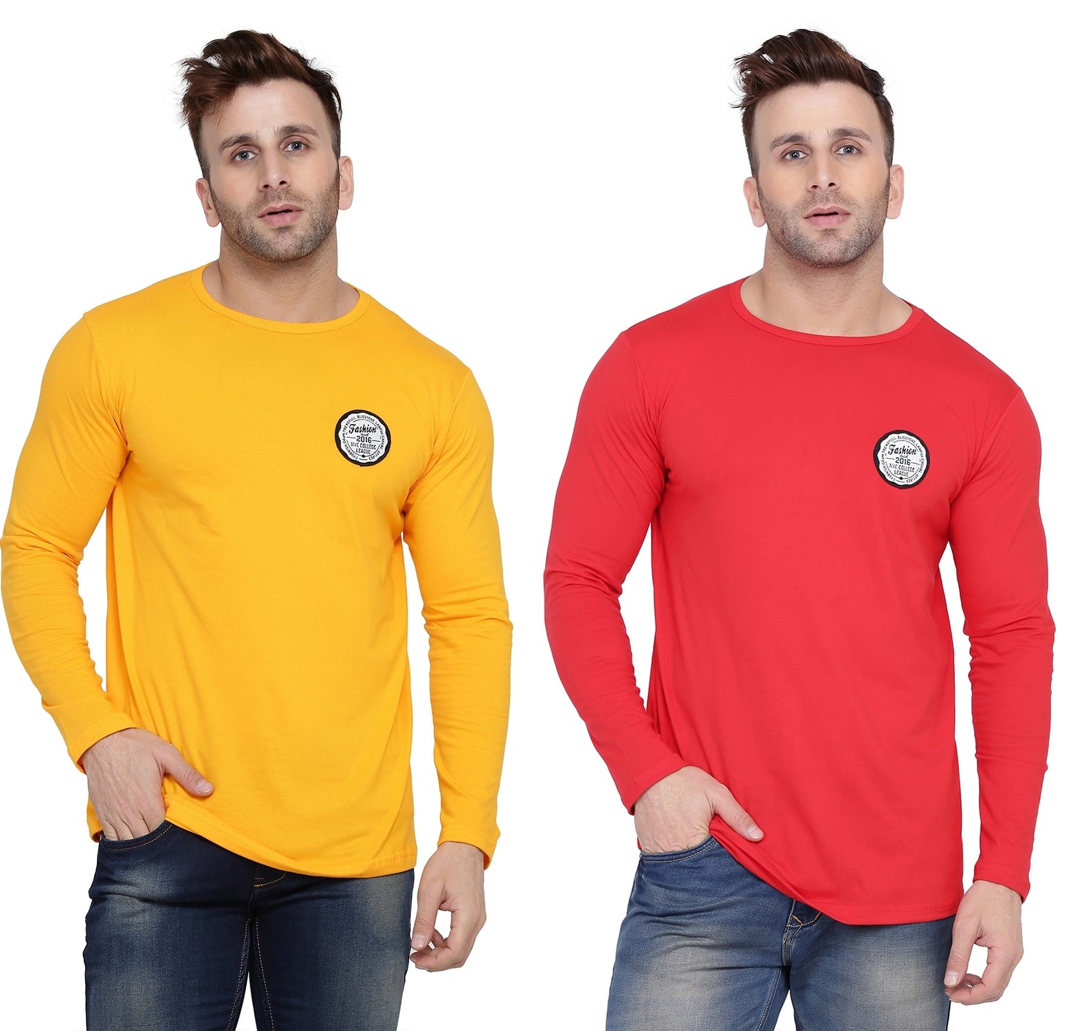 

Geum Men Yellow Red Slim fit Cotton Blend Round neck T-Shirt - Pack Of 2