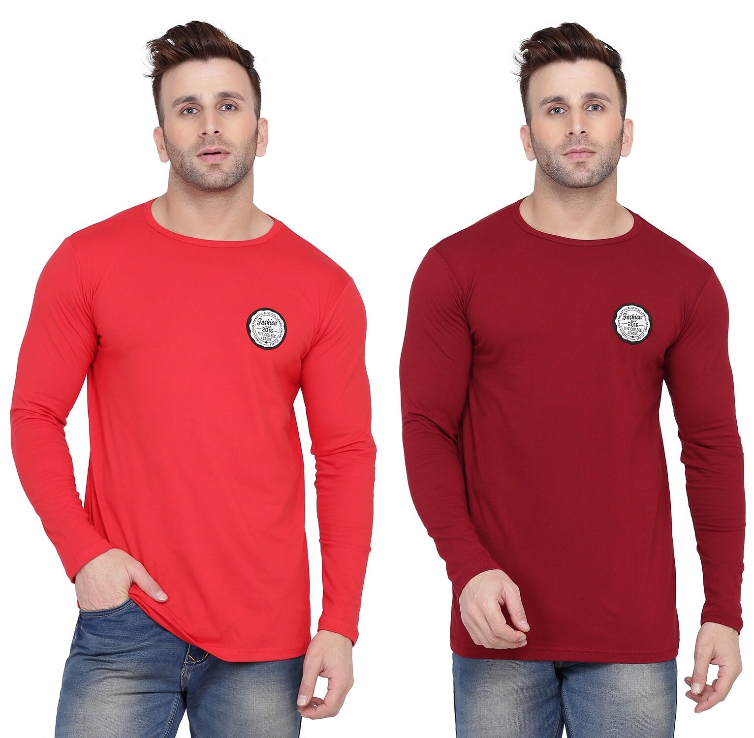 

Geum Men Red Maroon Slim fit Cotton Blend Round neck T-Shirt - Pack Of 2