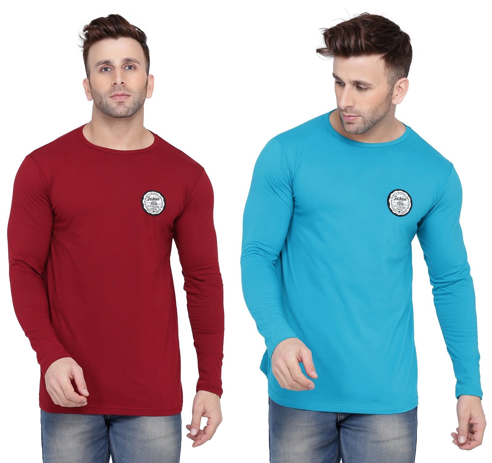 

Geum Men Turquoise Maroon Slim fit Cotton Blend Round neck T-Shirt - Pack Of 2