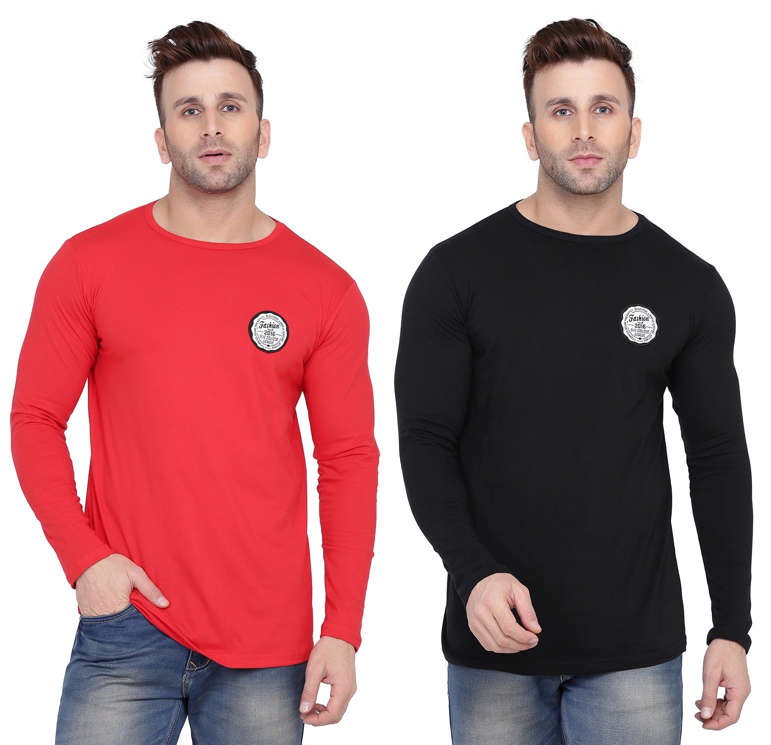 

Geum Men Red Black Slim fit Cotton Blend Round neck T-Shirt - Pack Of 2