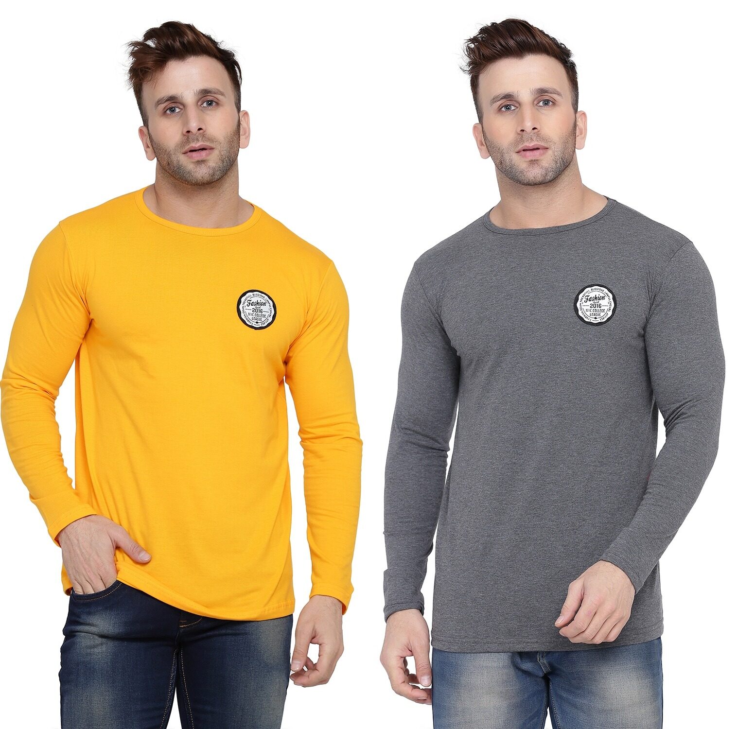 

Geum Men Yellow Grey Slim fit Cotton Blend Round neck T-Shirt - Pack Of 2