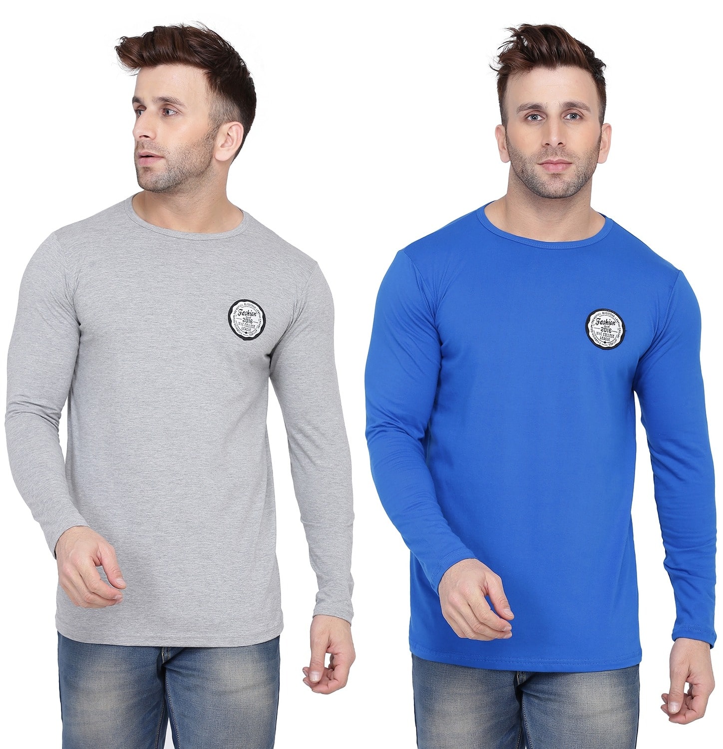 

Geum Men Grey Blue Slim fit Cotton Blend Round neck T-Shirt - Pack Of 2