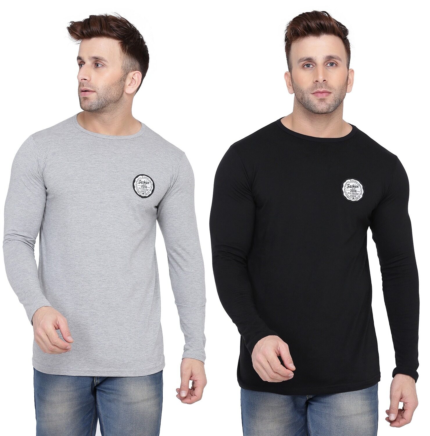 

Geum Men Grey Black Slim fit Cotton Blend Round neck T-Shirt - Pack Of 2