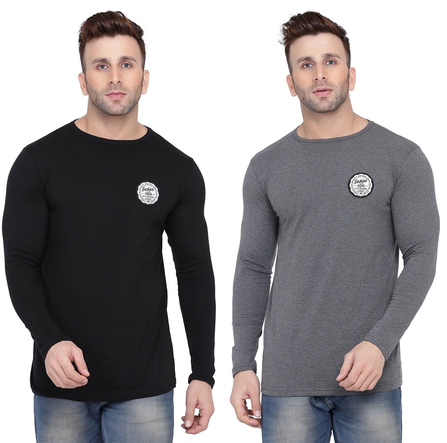 

Geum Men Black Grey Slim fit Cotton Blend Round neck T-Shirt - Pack Of 2