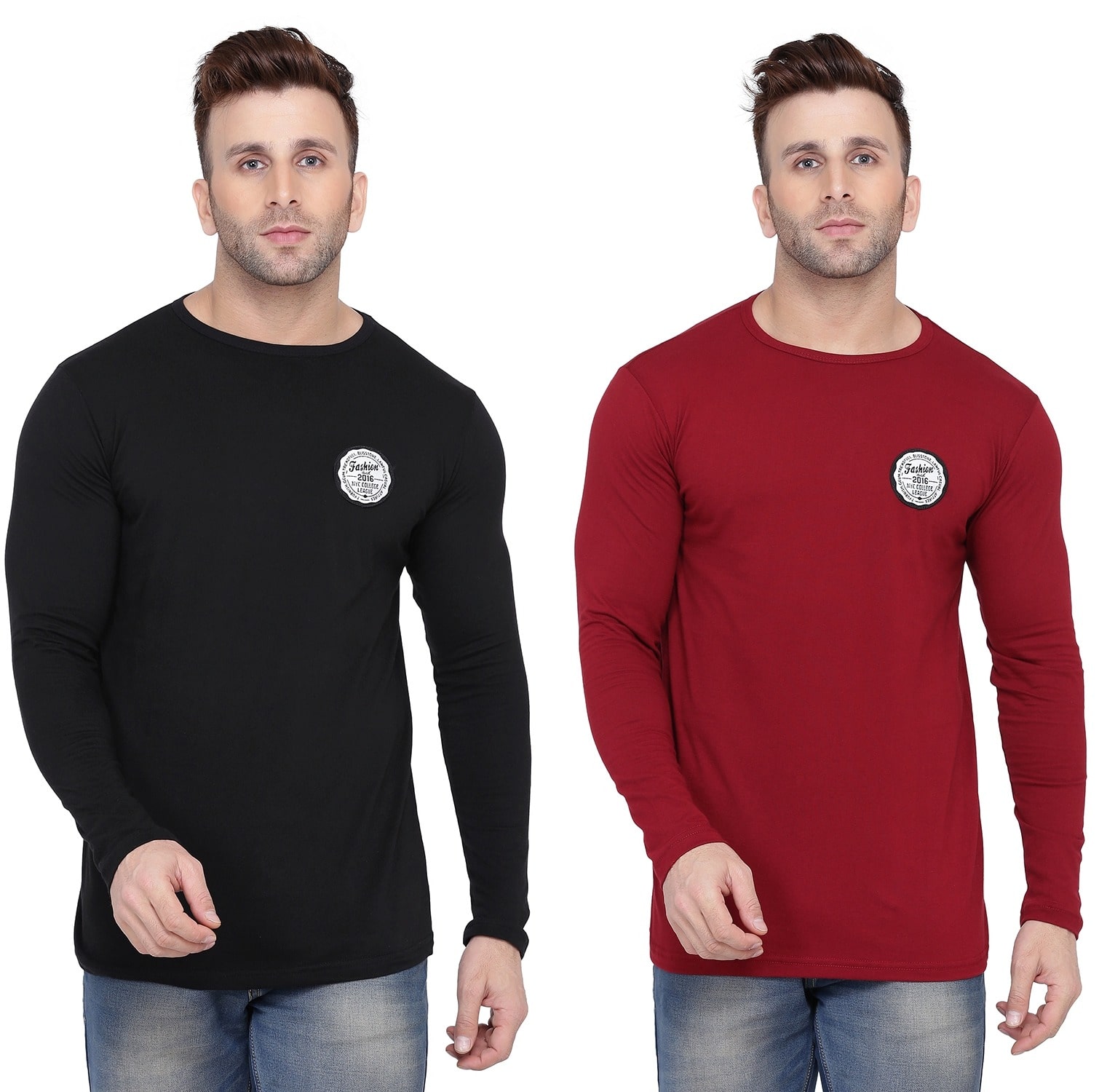 

Geum Men Black Maroon Slim fit Cotton Blend Round neck T-Shirt - Pack Of 2