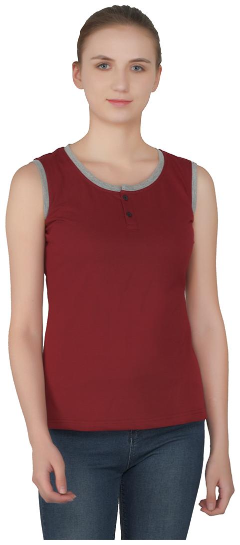 

Geum Women Maroon Regular fit Round neck Cotton T shirt