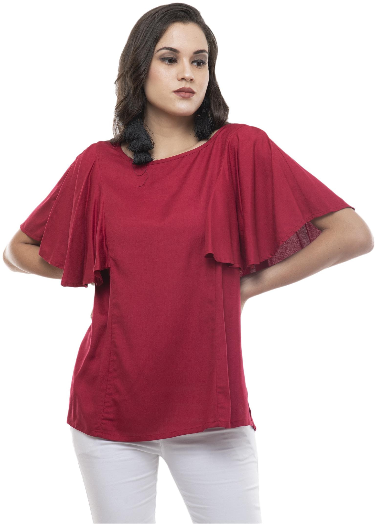 

G Fashions Women Solid Regular top - Maroon