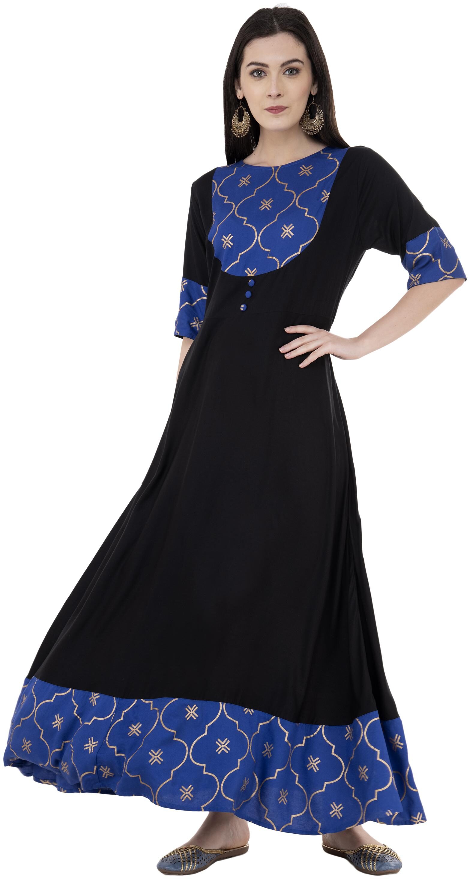 

G Fashions Women Black Printed Anarkali Kurta