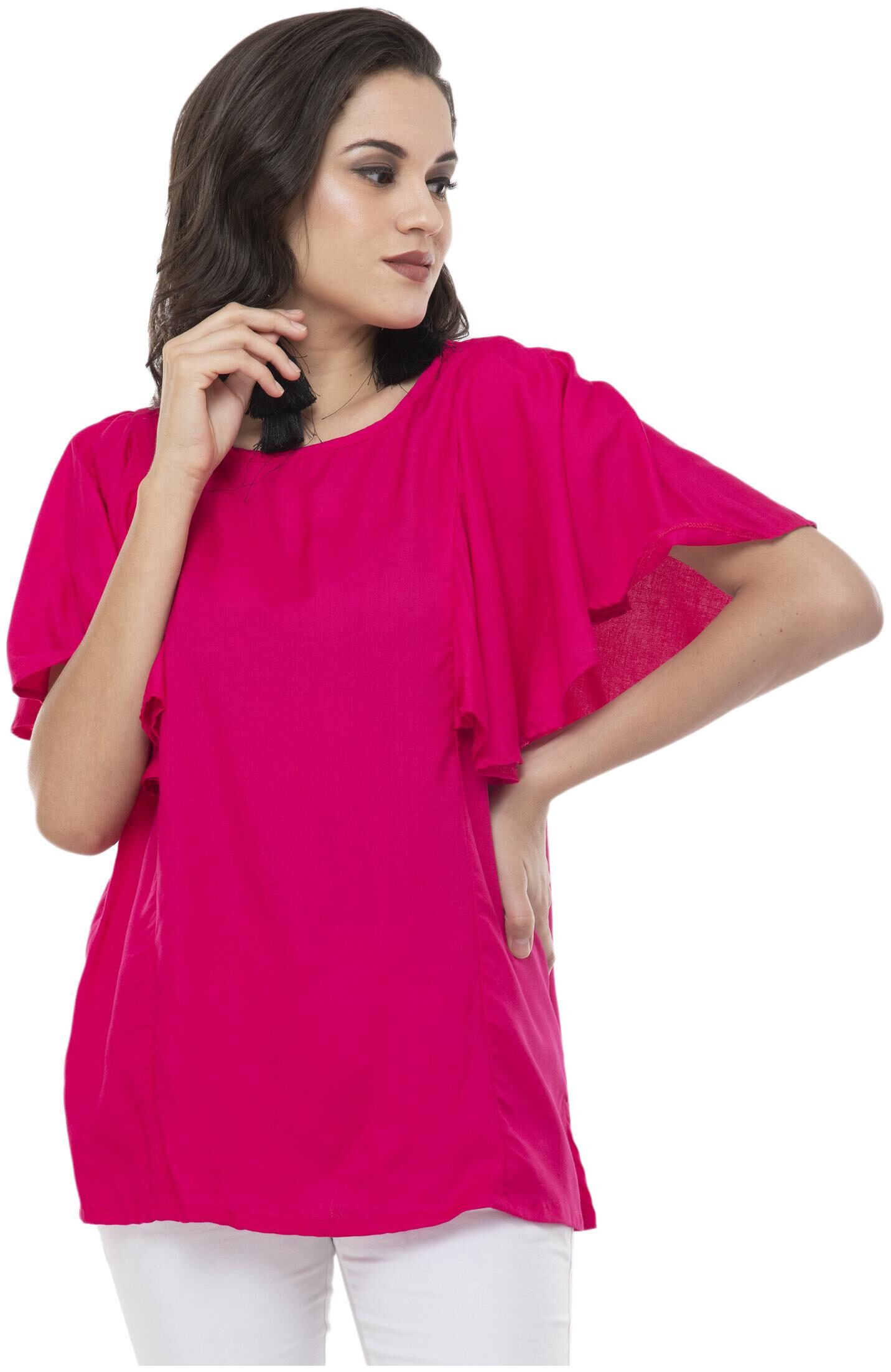 

G Fashions Women Solid Regular top - Magenta