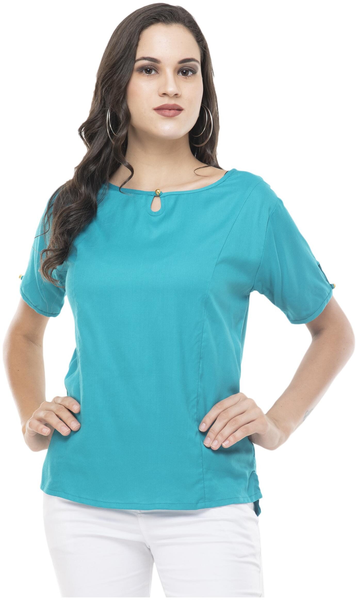 

G Fashions Women Solid Regular top - Green