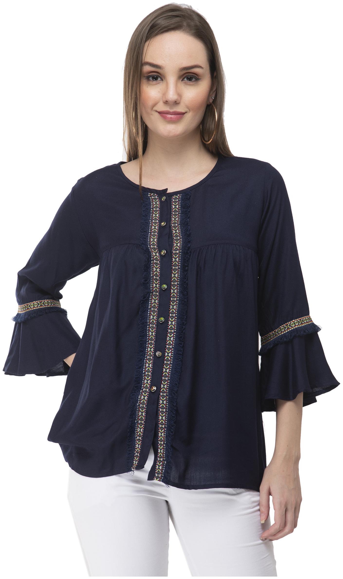 

G Fashions Women Solid Regular top - Blue