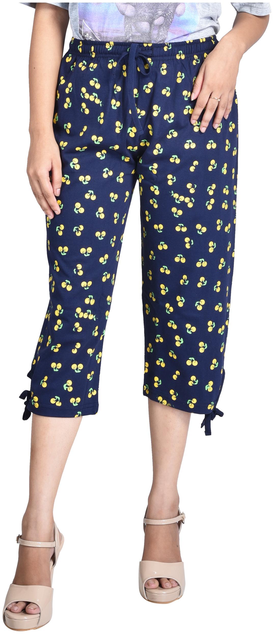 

GHUNGUR Cotton Printed Navy Blue Color Regular Capri For Women