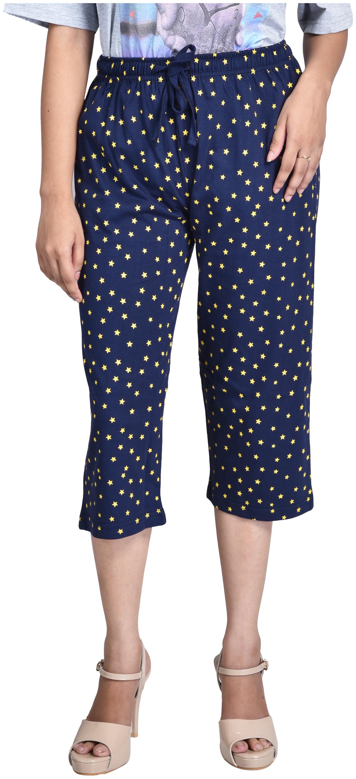 

GHUNGUR Cotton Printed Navy Blue Color Regular Capri For Women