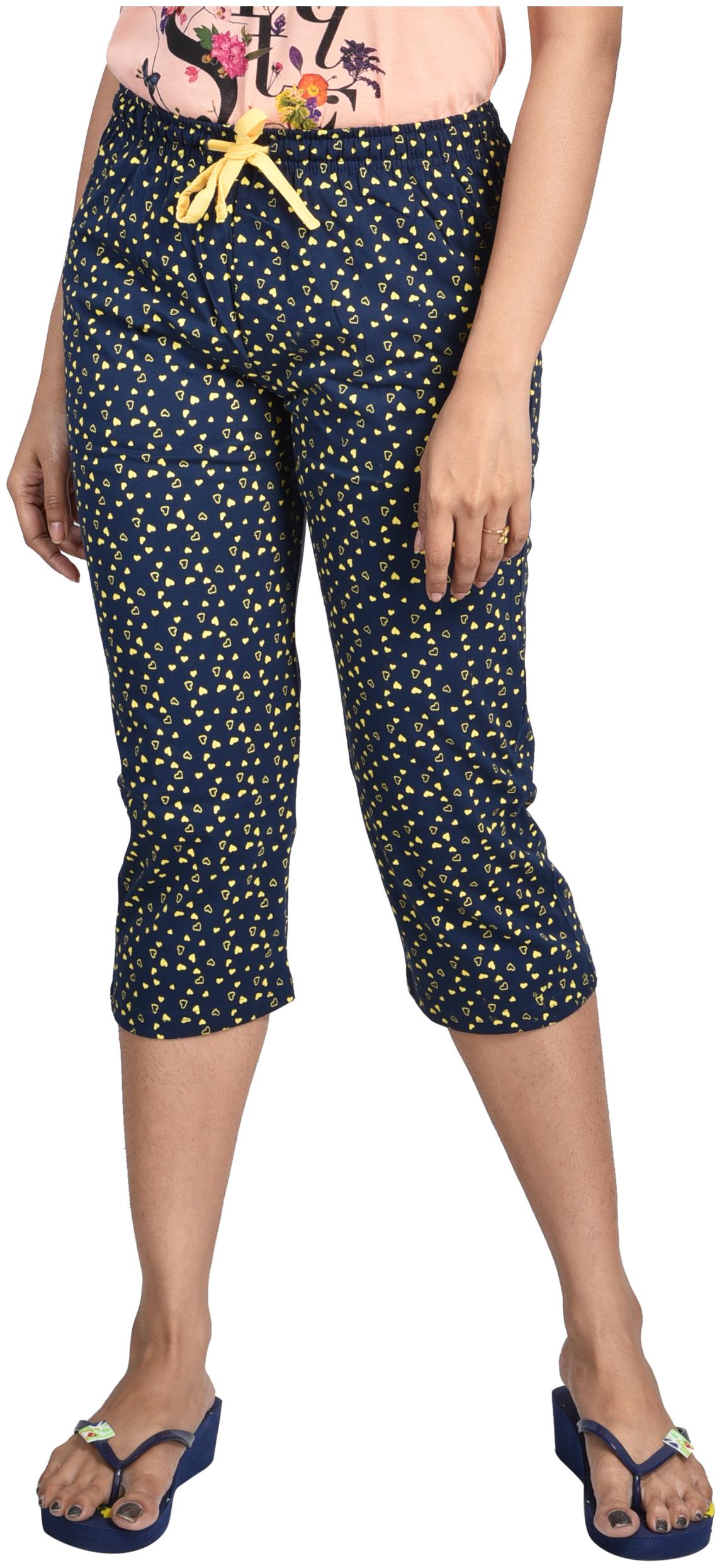 

GHUNGUR Cotton Printed Navy Blue Color Regular Capri For Women