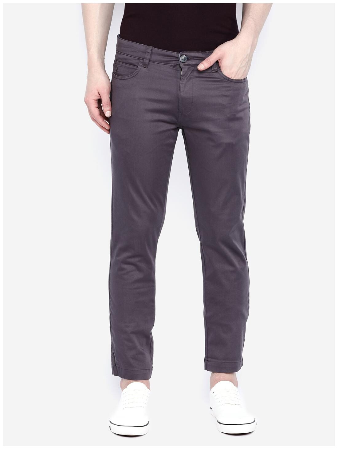 

Giordano Men Grey Solid Slim fit Wrinkle free Chinos