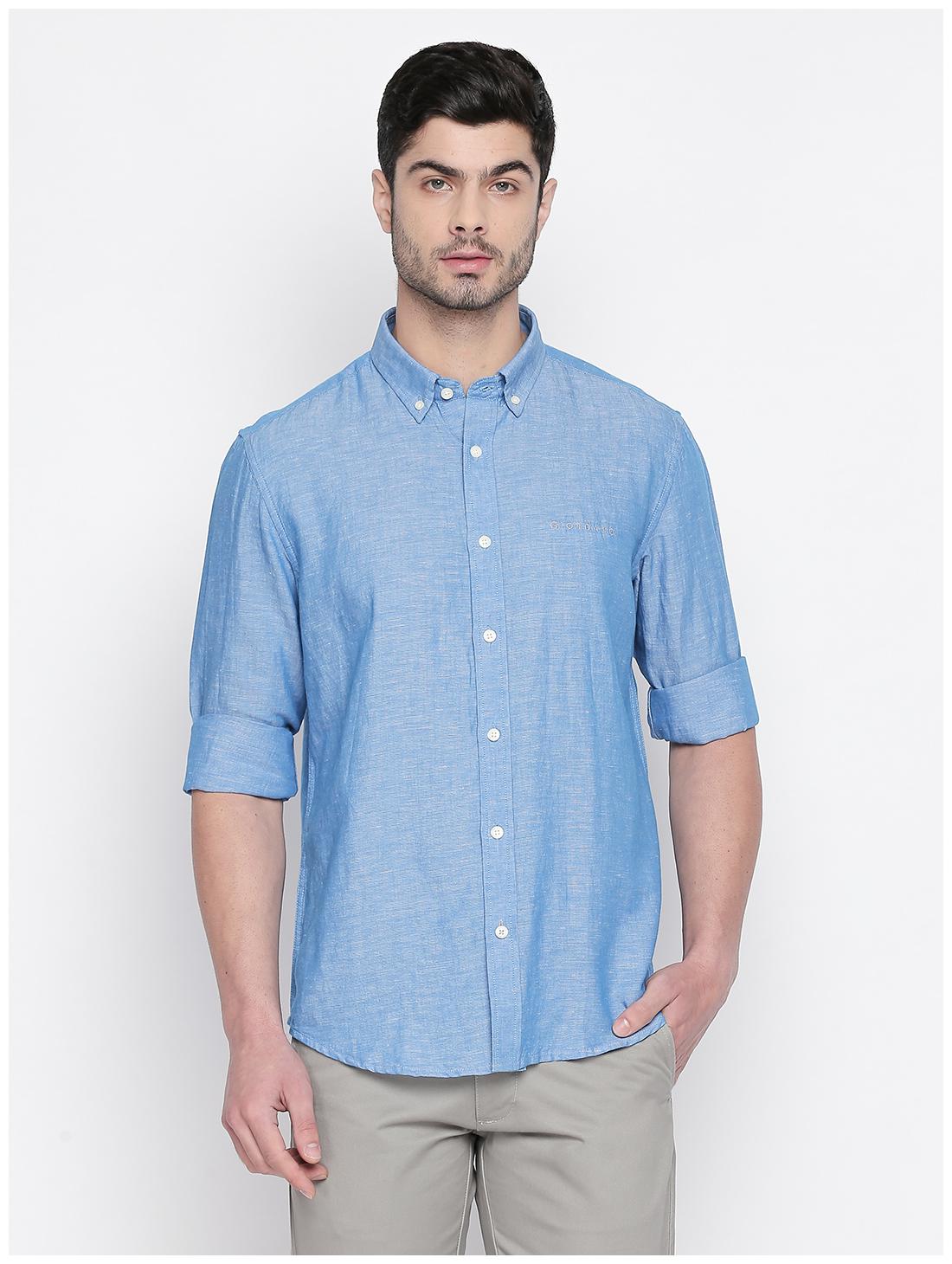 

Giordano Men Blue Solid Regular Fit Casual Shirt