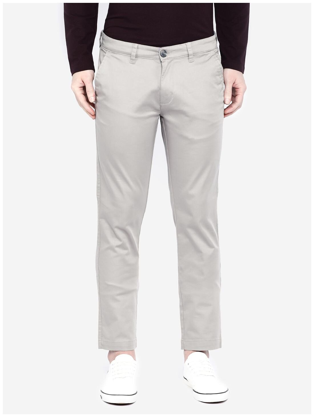 

Giordano Men Grey Solid Slim fit Wrinkle free Chinos