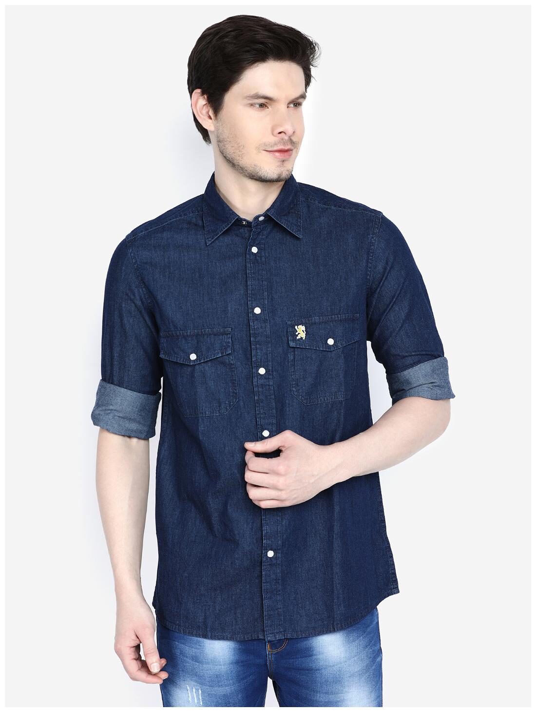 

Giordano Men Blue Solid Slim Fit Casual Shirt