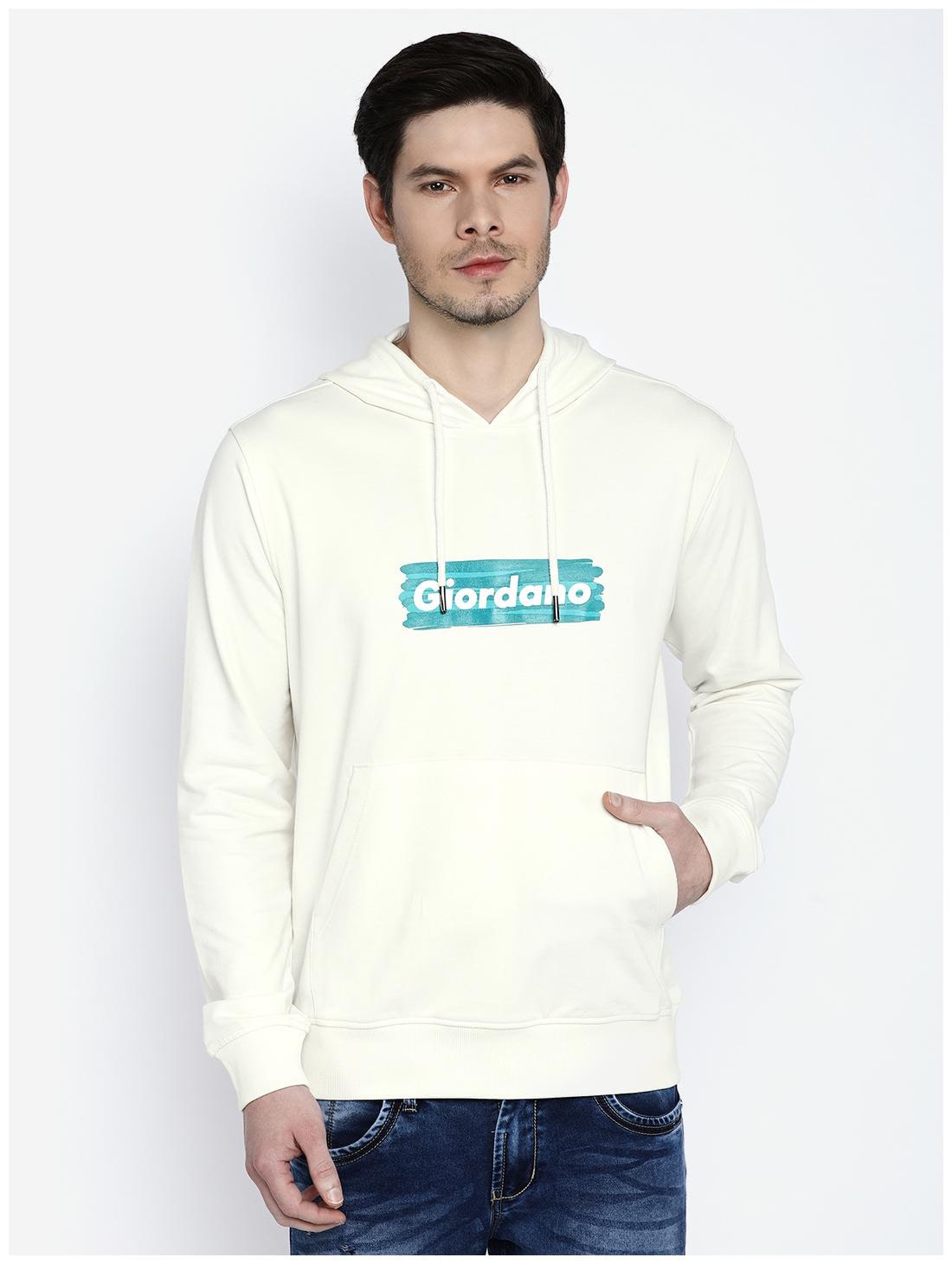 

Giordano Men White Hooded Hoodie