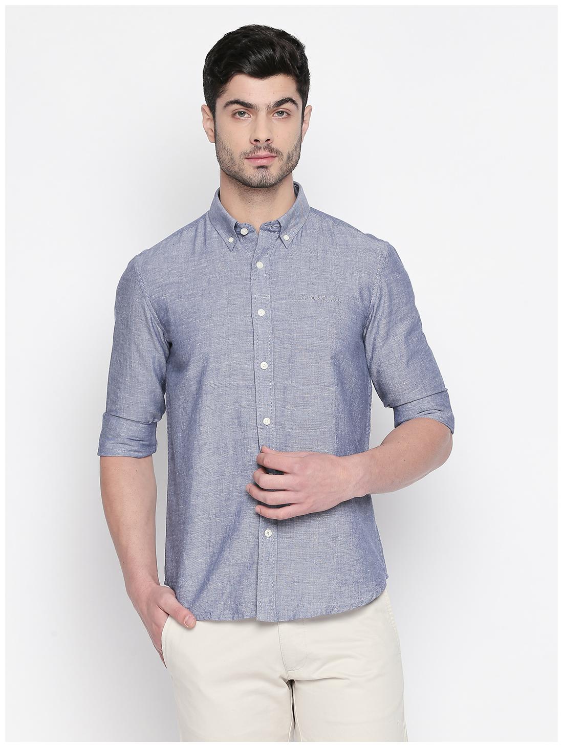 

Giordano Men Blue Solid Regular Fit Casual Shirt