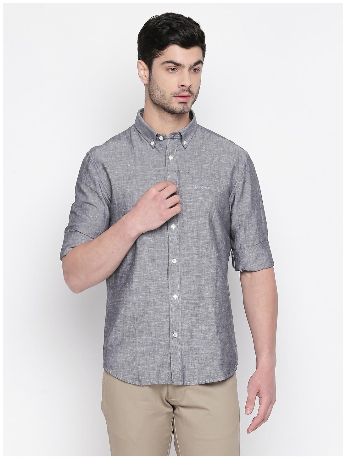 

Giordano Men Grey Solid Regular Fit Casual Shirt