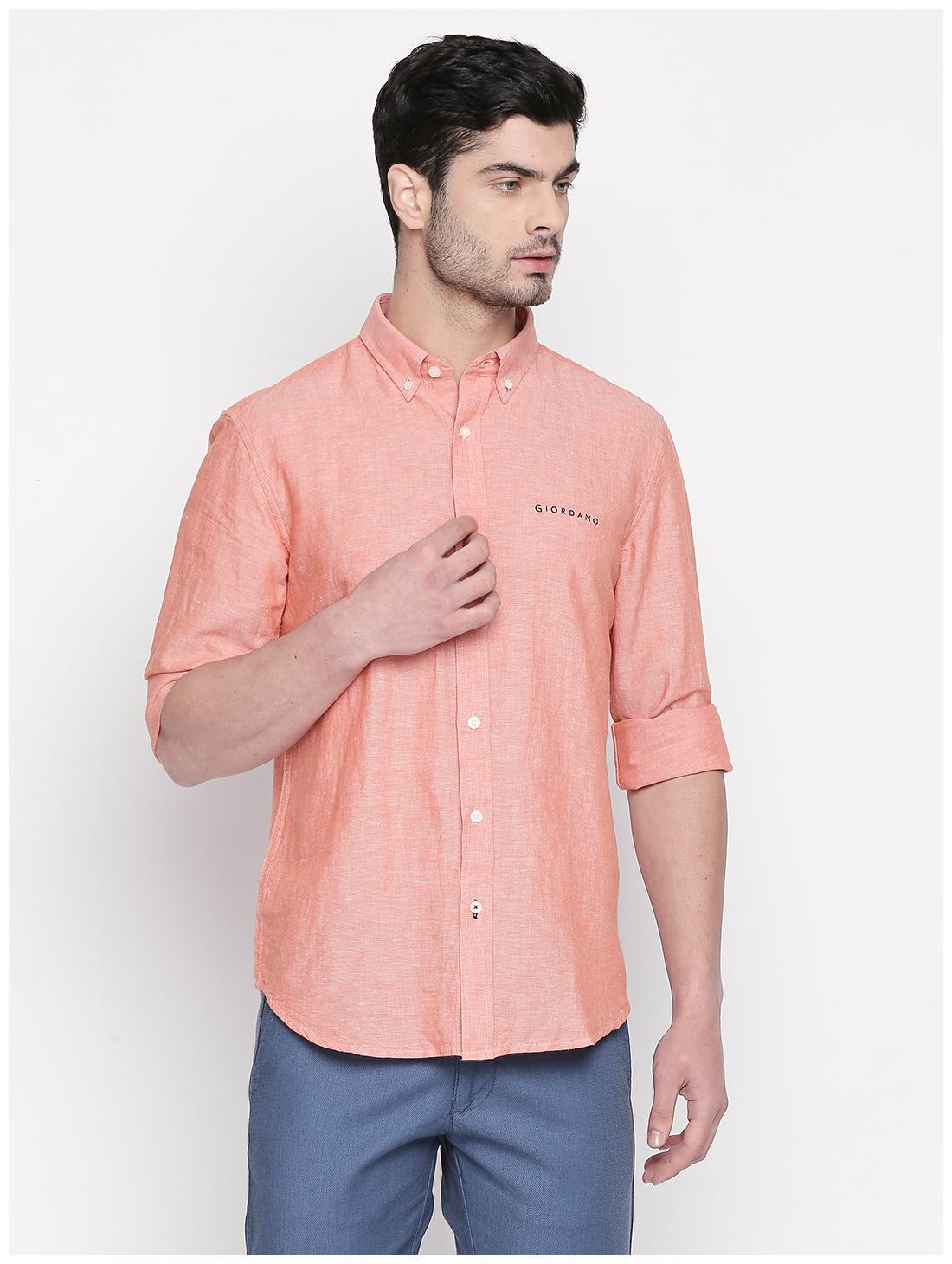 

Giordano Men Orange Solid Regular Fit Casual Shirt