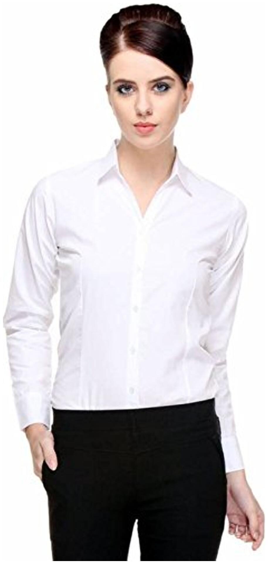 

SATPAL Women White Solid Regular Fit Shirt