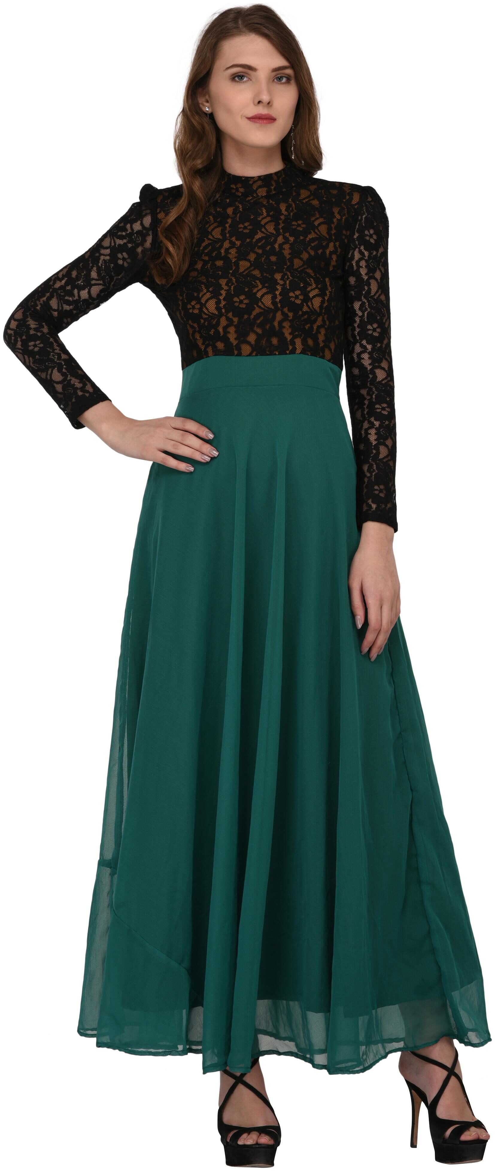 

Glambing Green Solid Maxi dress