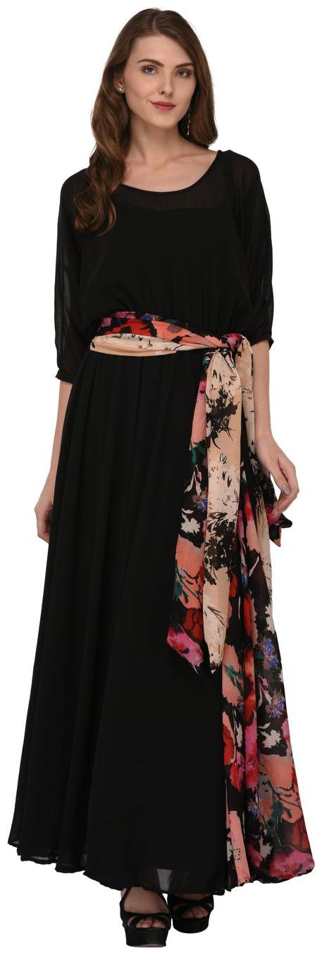 

Glambing Black Solid A-line dress