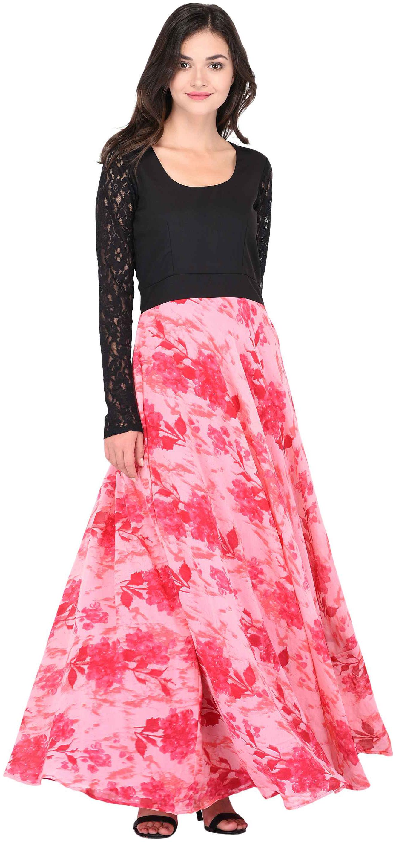 

Glambing Pink Floral Maxi dress