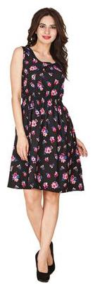 GLAMBING Women Fit and Flare Black Dress