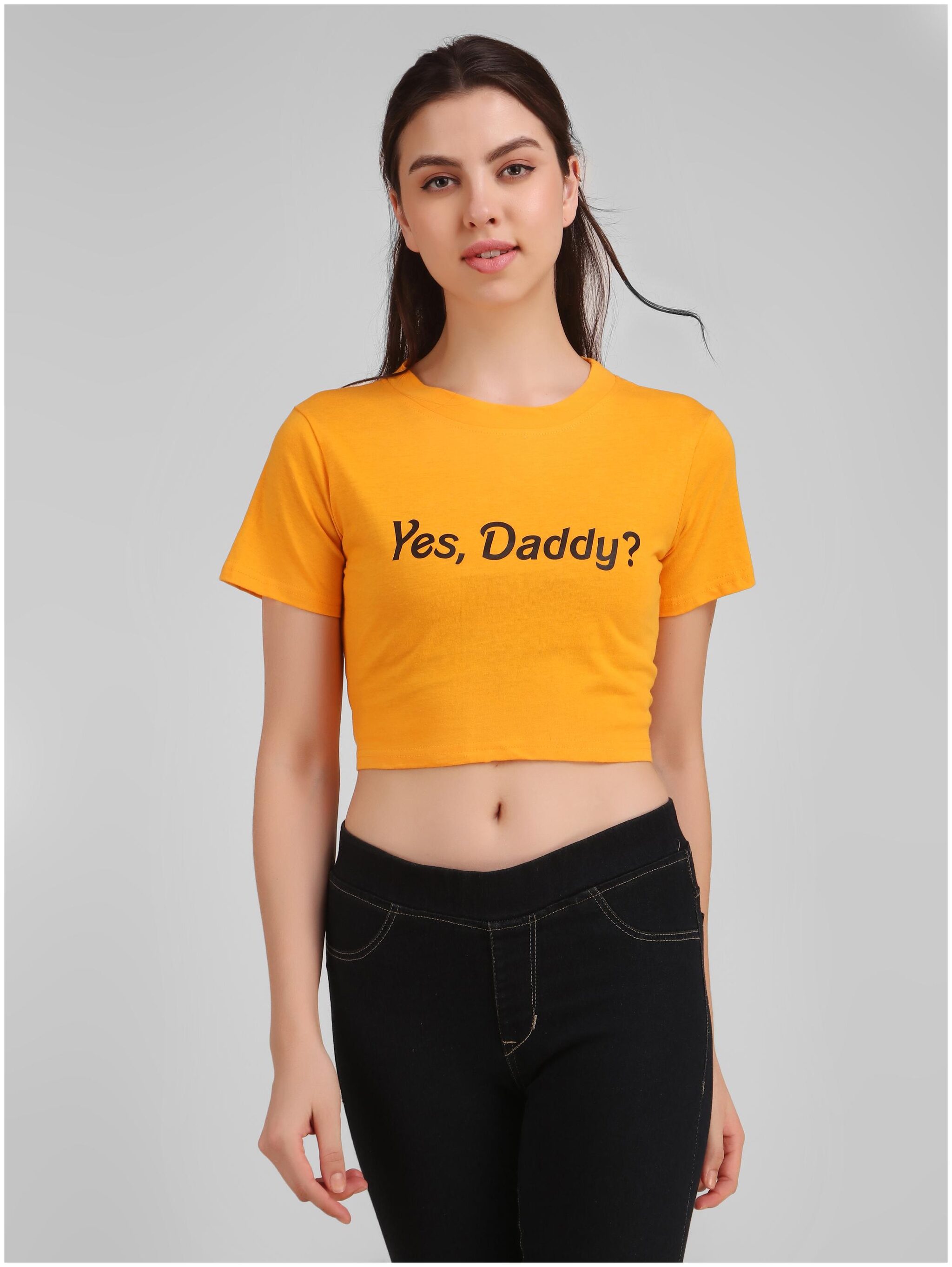 

GLAMMISTI Women Mustard Regular fit Round neck Cotton T shirt