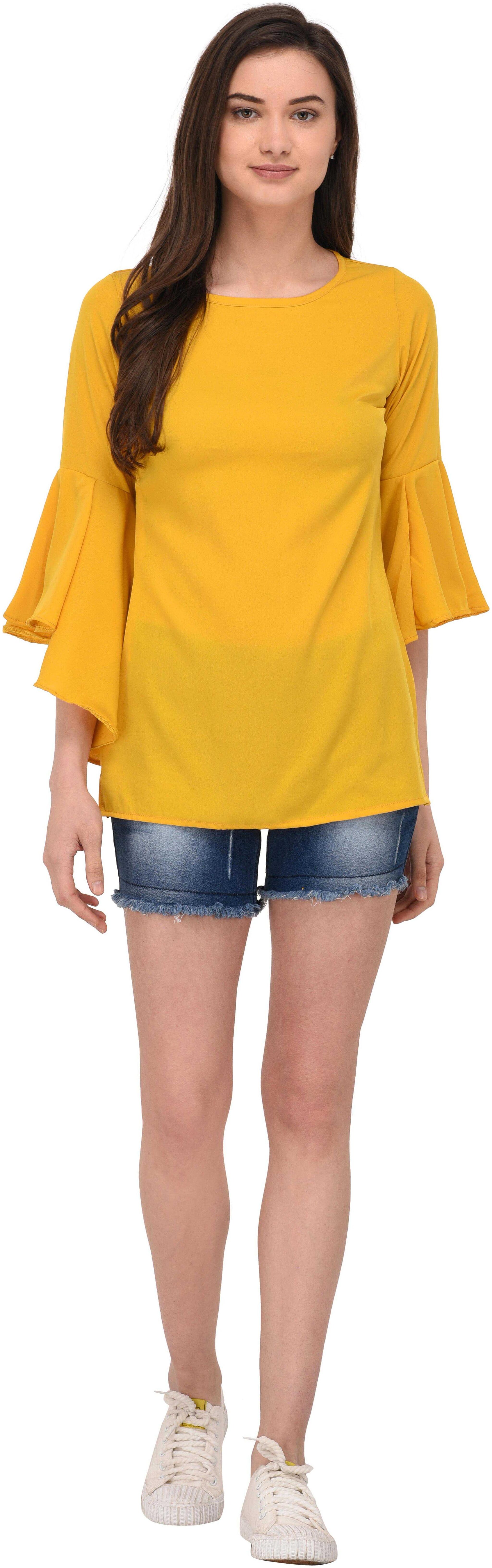 

Glampunch Women Solid Regular top - Yellow