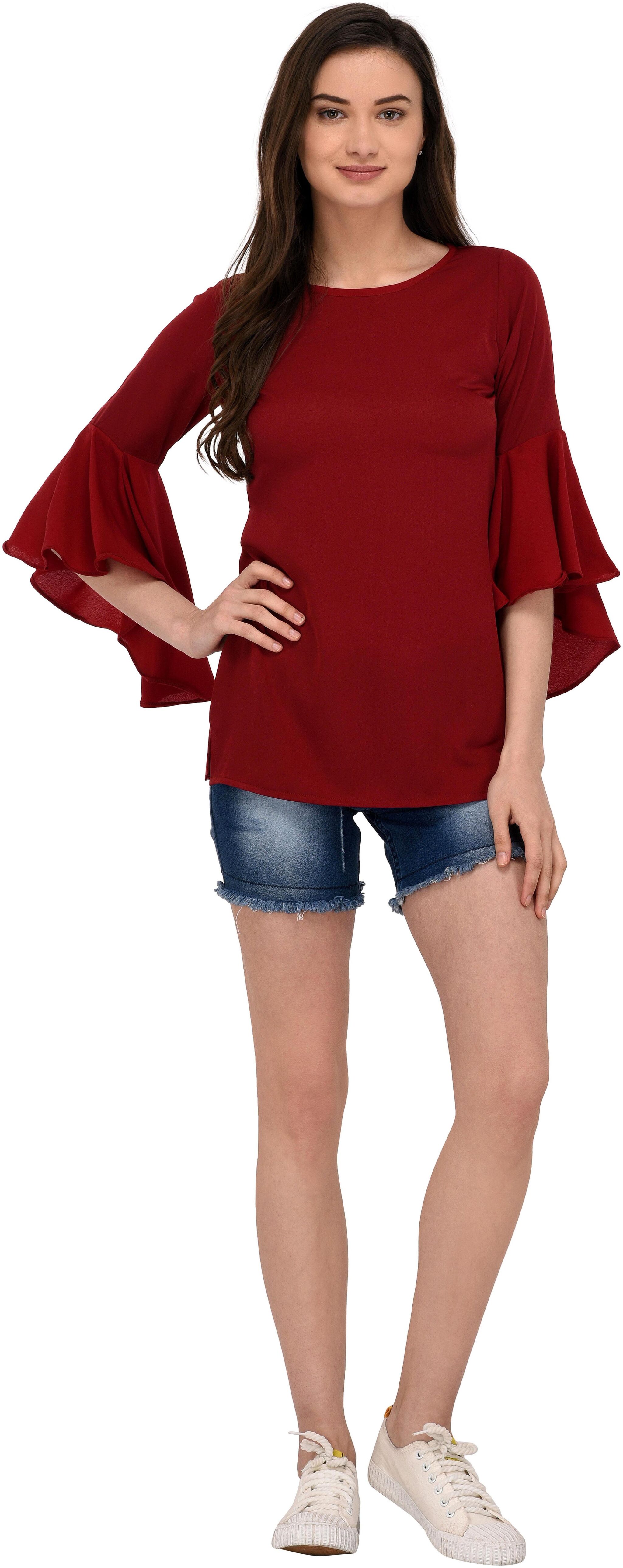 

Glampunch Women Solid Regular top - Maroon