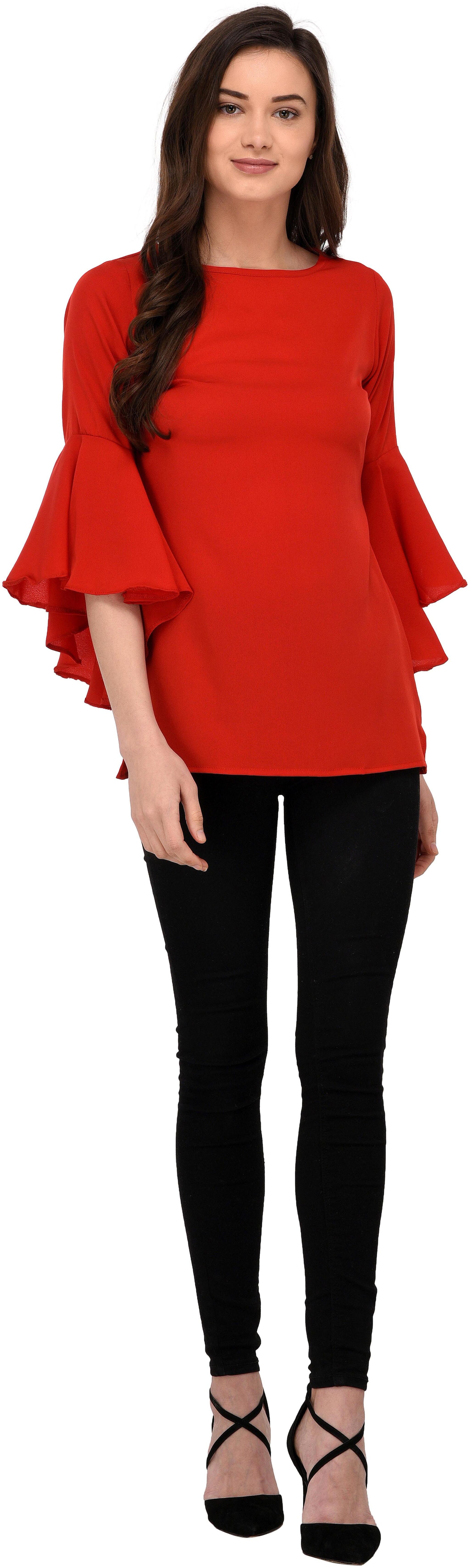 

Glampunch Women Solid Regular top - Red