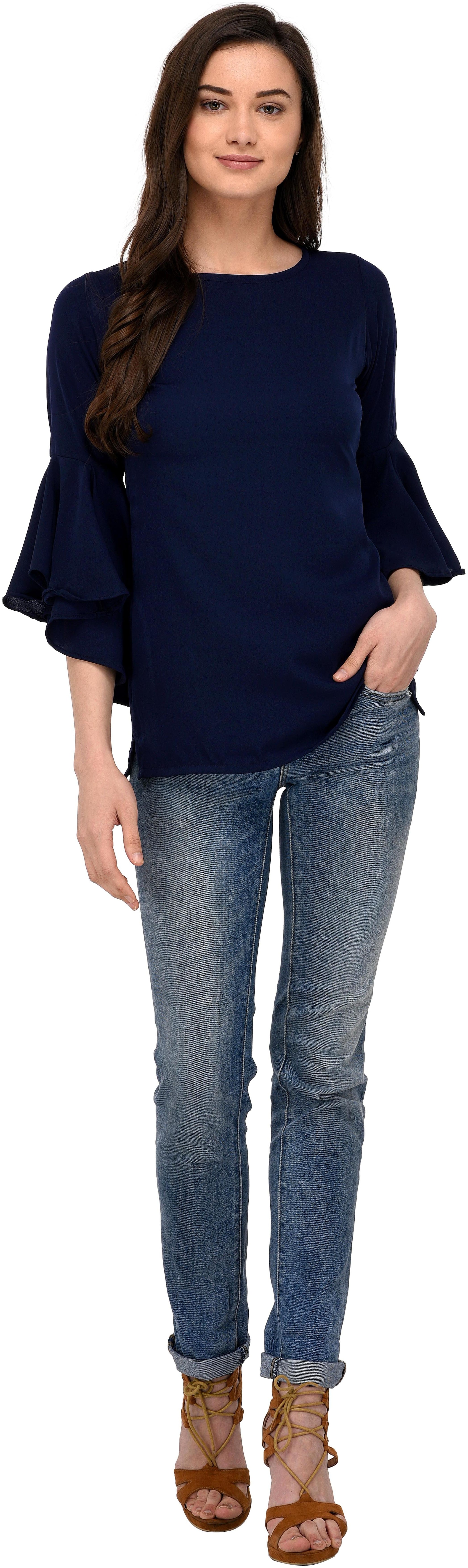 

Glampunch Women Solid Regular top - Blue
