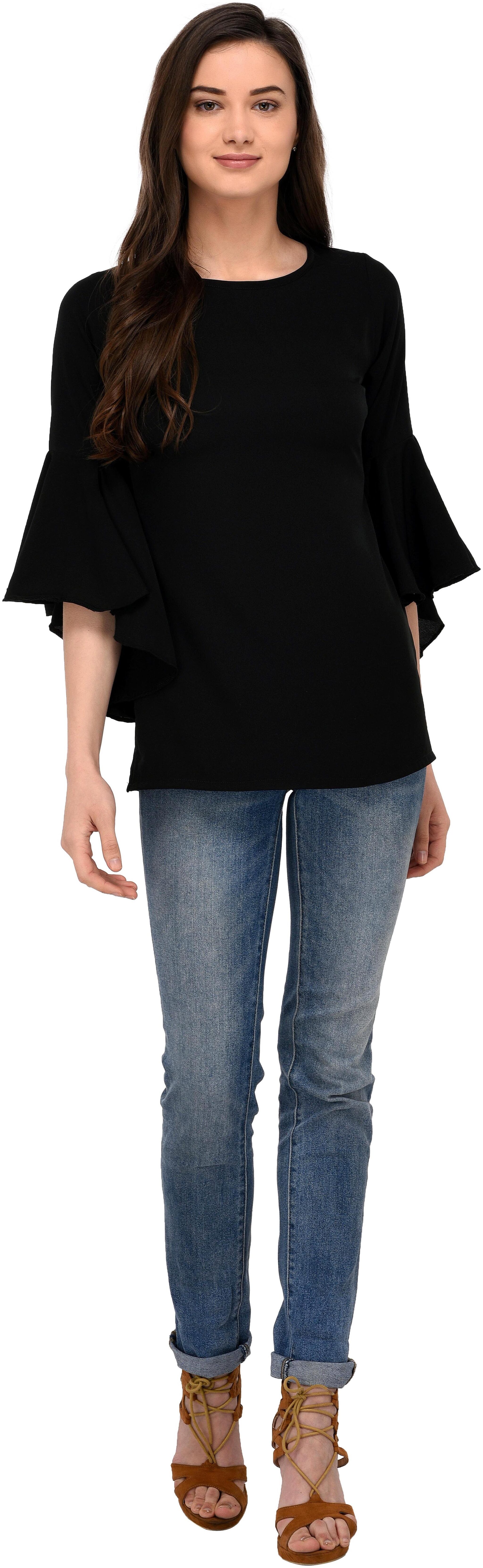 

Glampunch Women Solid Regular top - Black