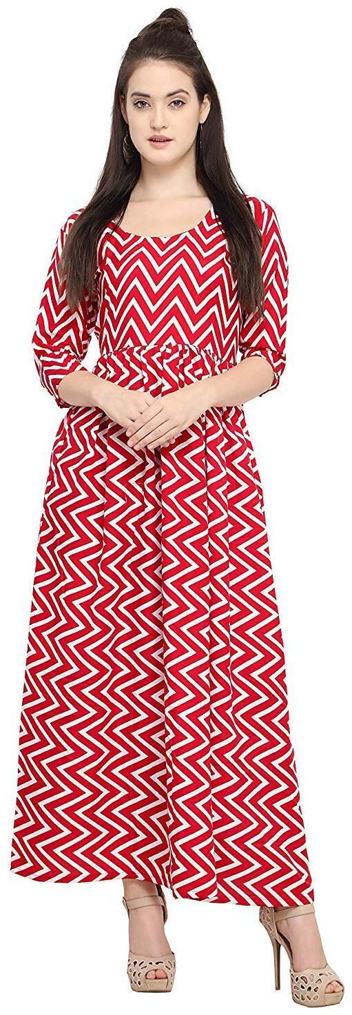 

GLAMPUNCH Crepe Casual Long Kurti Red White color