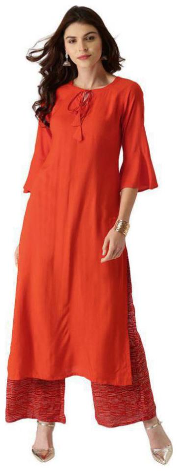 

GLAMPUNCH Crepe Casual Long Kurti Orange color