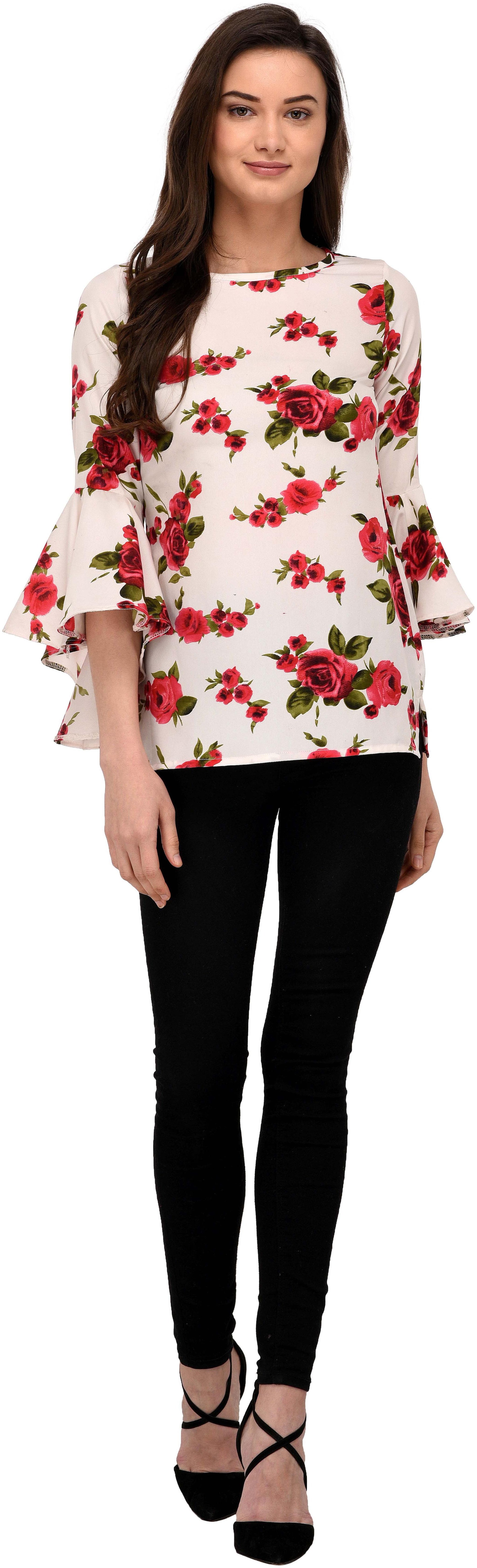 

Glampunch Women Floral Regular top - White