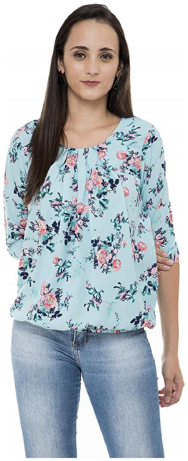 

Glampunch Women Floral Regular top - Blue