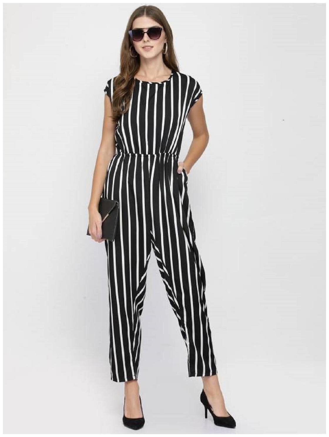 

Glampunch Striped Jumpsuit - Black