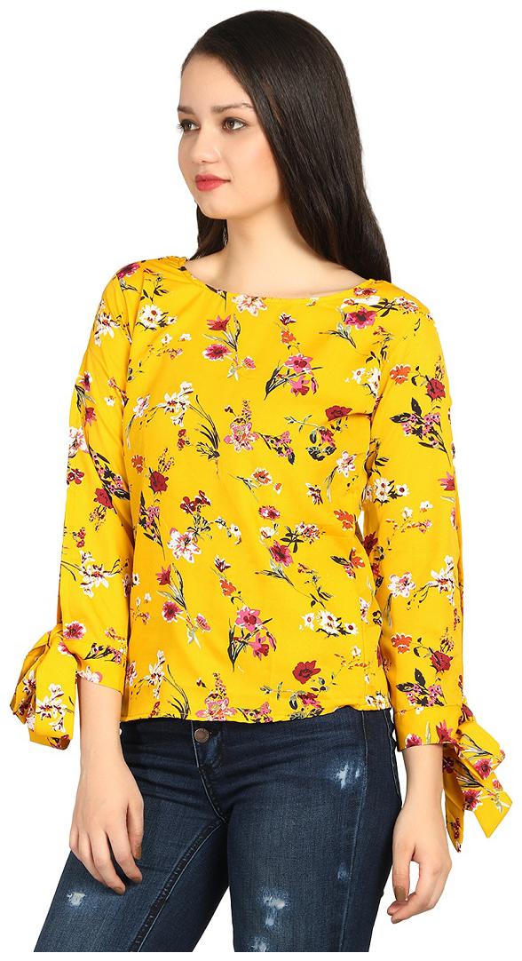 

Glampunch Women Floral Regular top - Yellow
