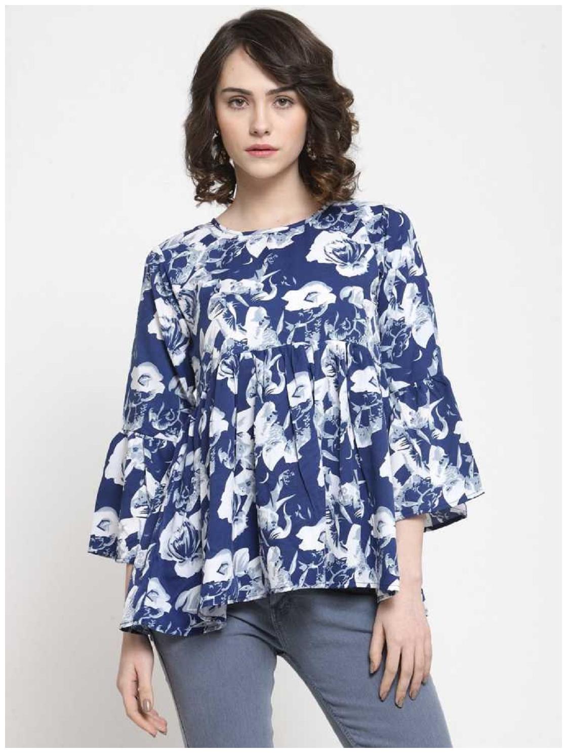 

Glampunch Women Floral Regular top - Blue